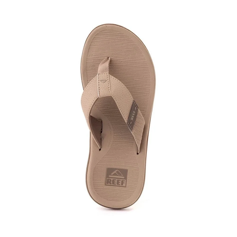 NEW REEF SANTA ANA Men's Sandals Flip Flop CJ4017 Leather SAND Tan Beige‎ Size 8